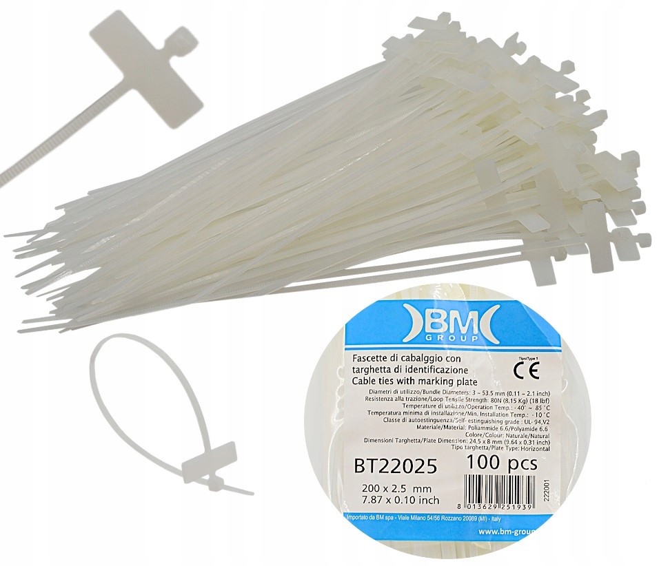 Хомуты описательные ТРИТИКИ белые 200X2. 5