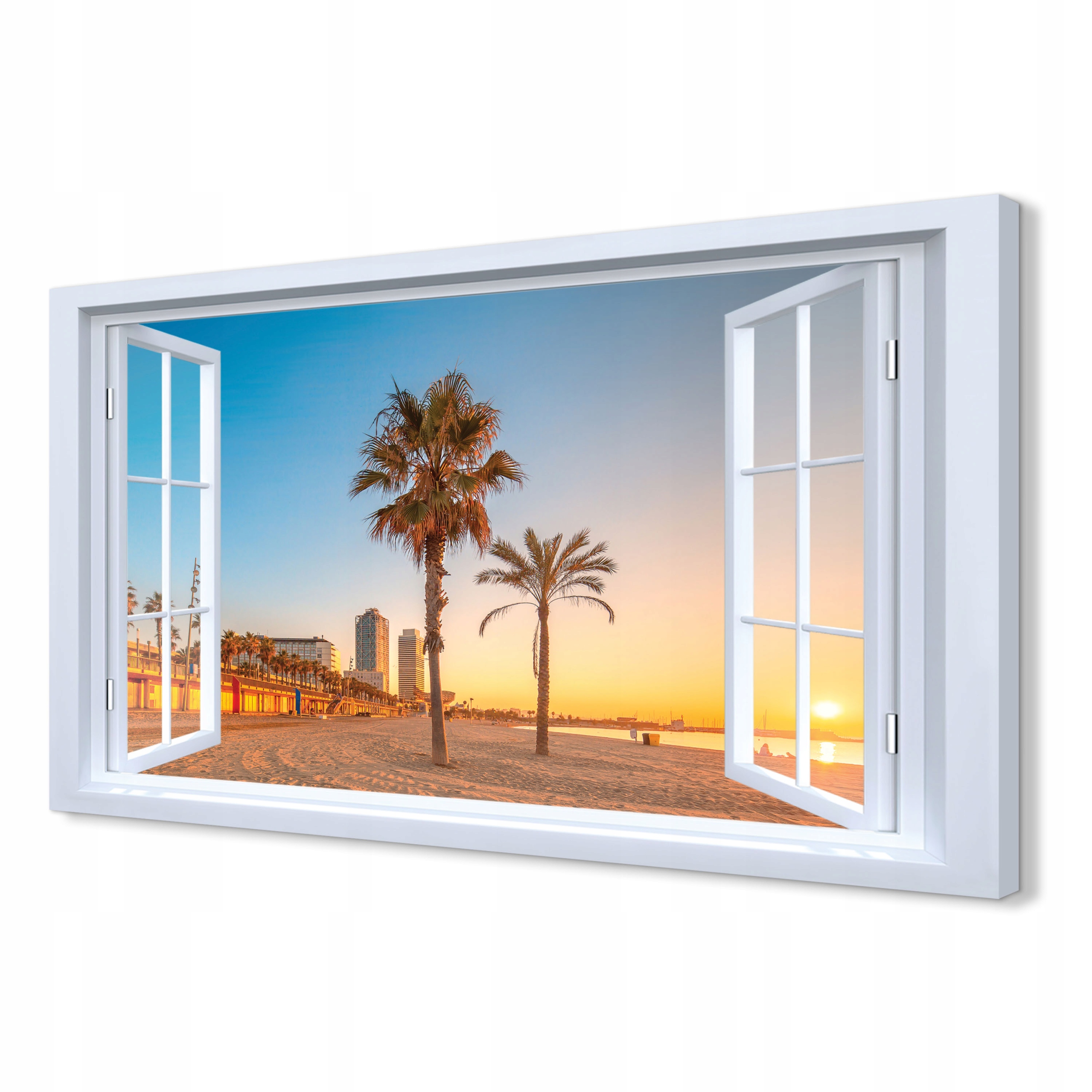 Fotoobraz canvas 3d Pláž palmy Barcelona 120x80