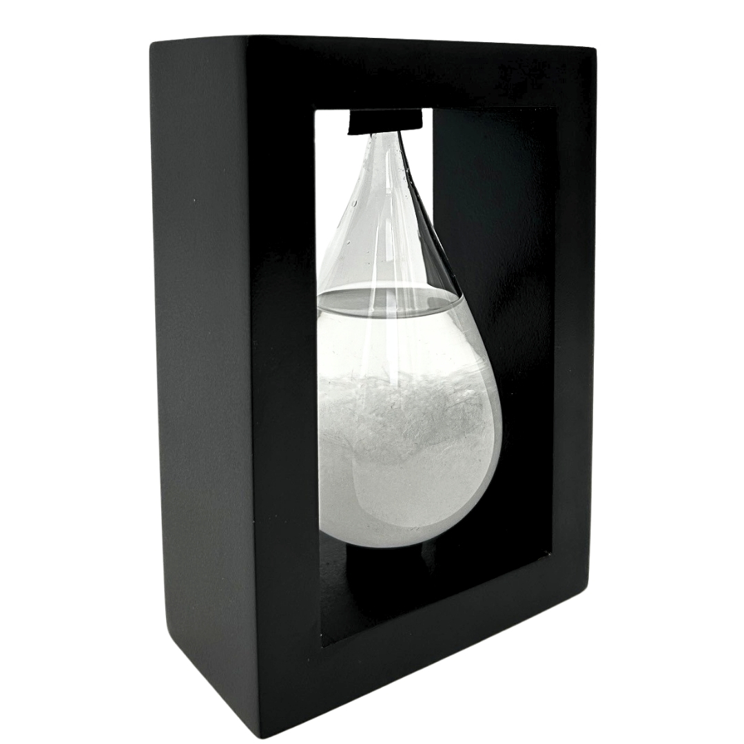 Bouřkový barometr Fitzroya v dřevěném rámu Kapka Storm Glass