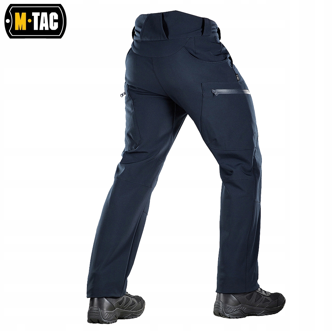 SPODNIE TREKKINGOWE MĘSKIE BOJÓWKI SOFTSHELL WINTER M-TAC GRANATOWE M Kolor niebieski