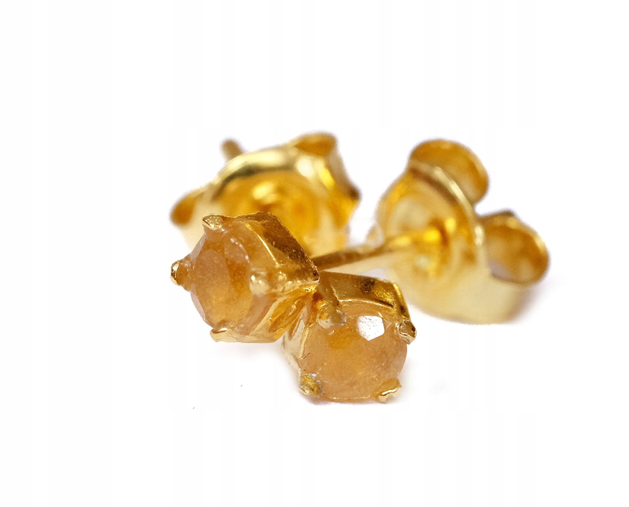 Minimalistyczne Małe Kolczyki Złote Srebro Pozłacane Cytryn