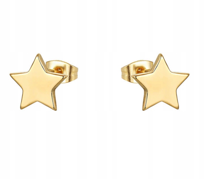 KOLCZYKI ZŁOTE GWIAZDKI STAL CHIRURGICZNA