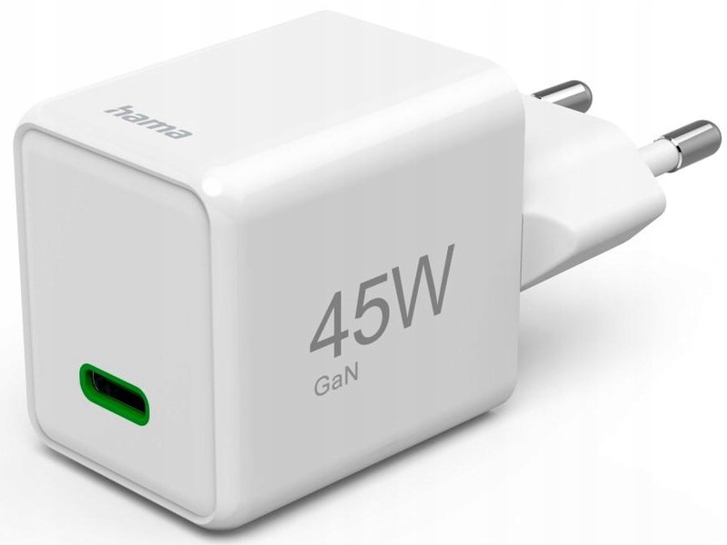 Ładowarka sieciowa Hama Supermini GaN Pd/qc 45W Biały
