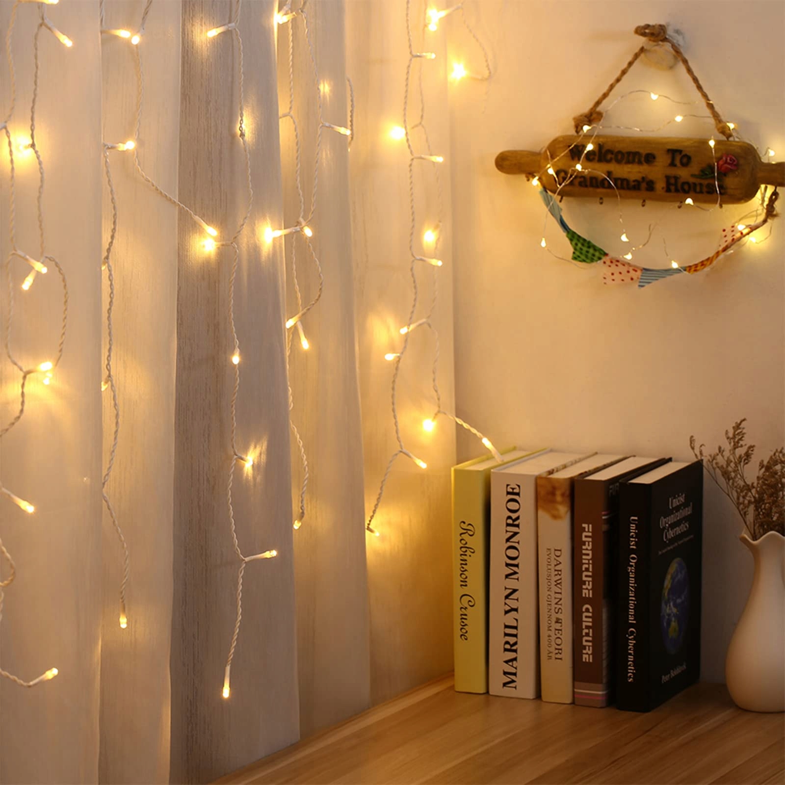 PHILZOPS Świąteczne Lampki LED 240 Zewnętrzne Kurtyna Wodoodporne 8 Trybów — miniatura 2