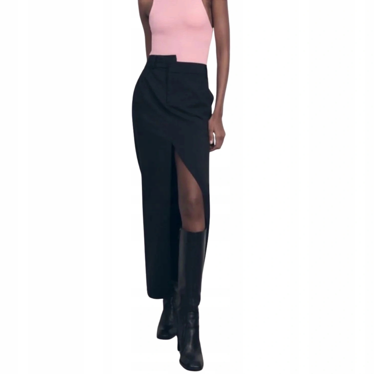 Sukně midi Zara černá rovná s rozparkem elegantní vel.