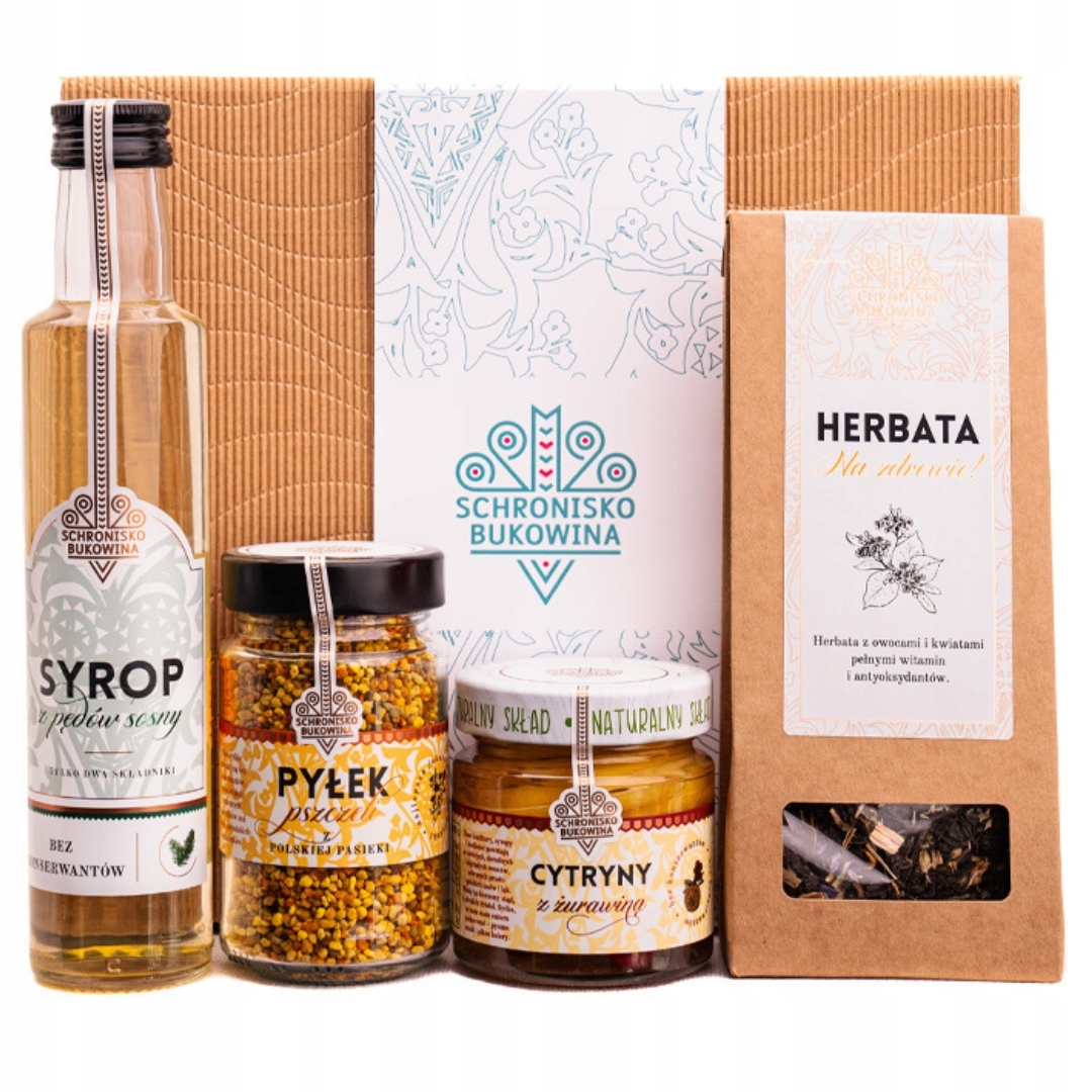 Levně Dárek dárek Schronisko Bukowina včelí pyl, citronový sirup, čaj