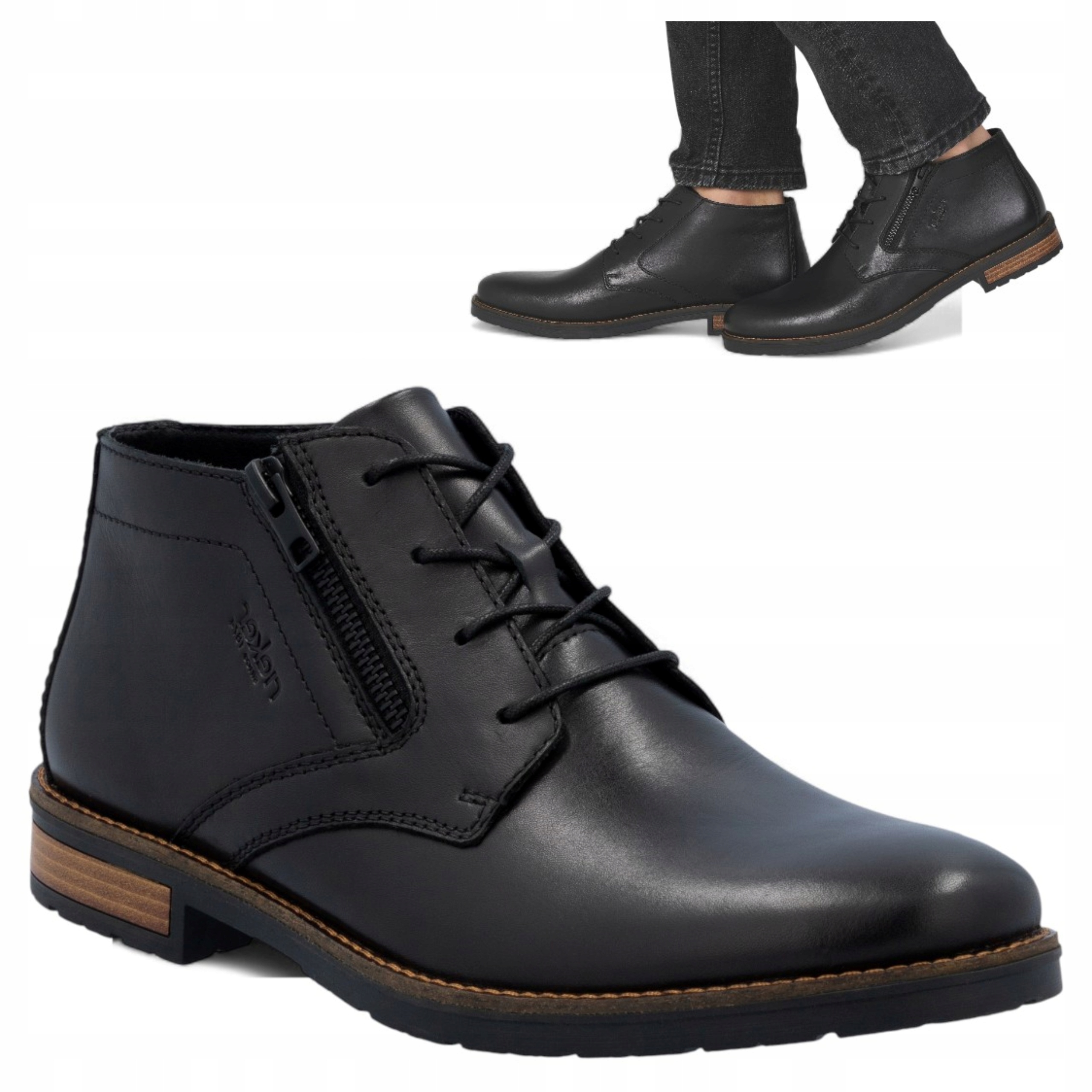 Pohodlné pánské boty Přírodní Kůže 44 Rieker Elegantní šněrovací polobotky