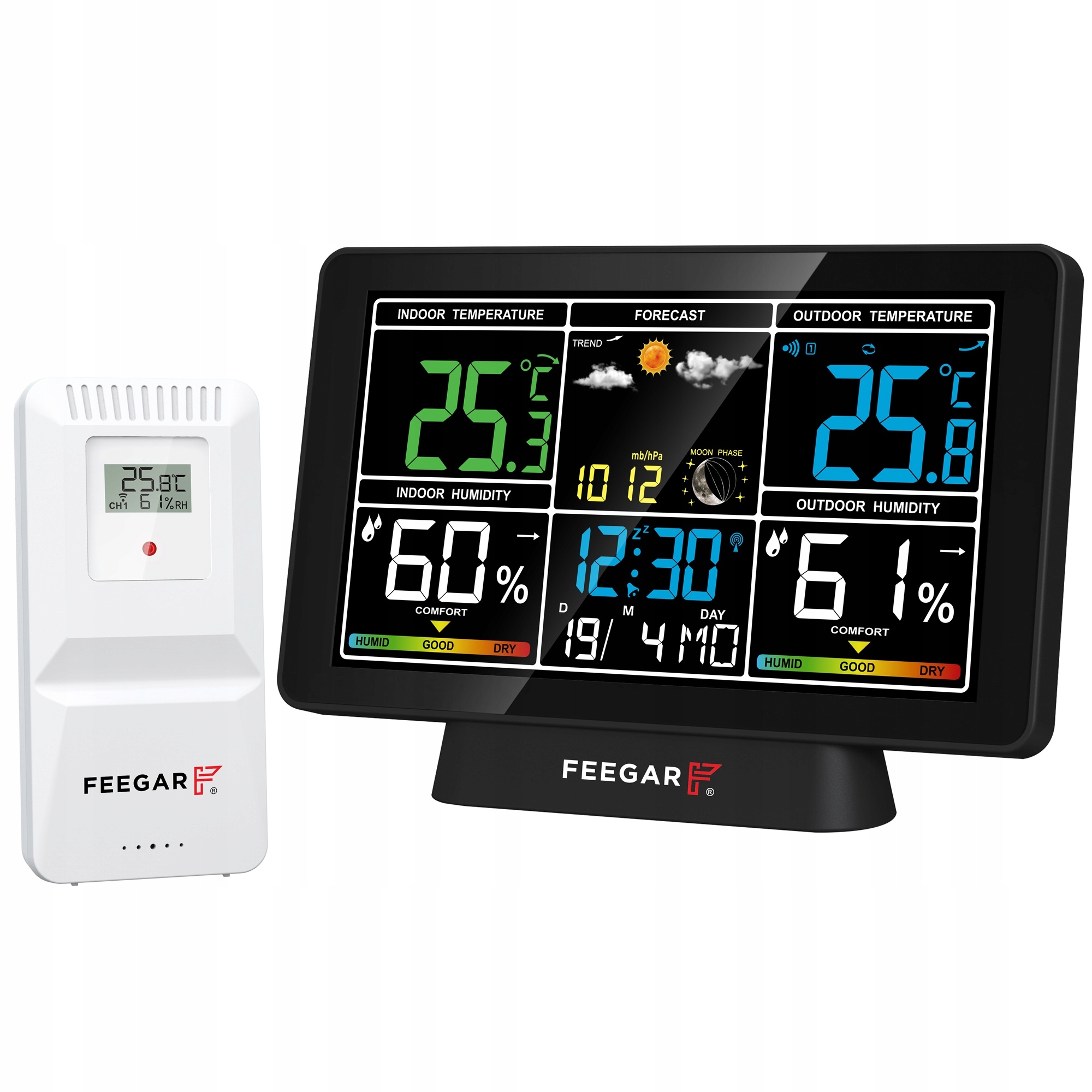 Bezdrátová meteorologická stanice Feegar Rain 7,5" Barometr Dešťoměr