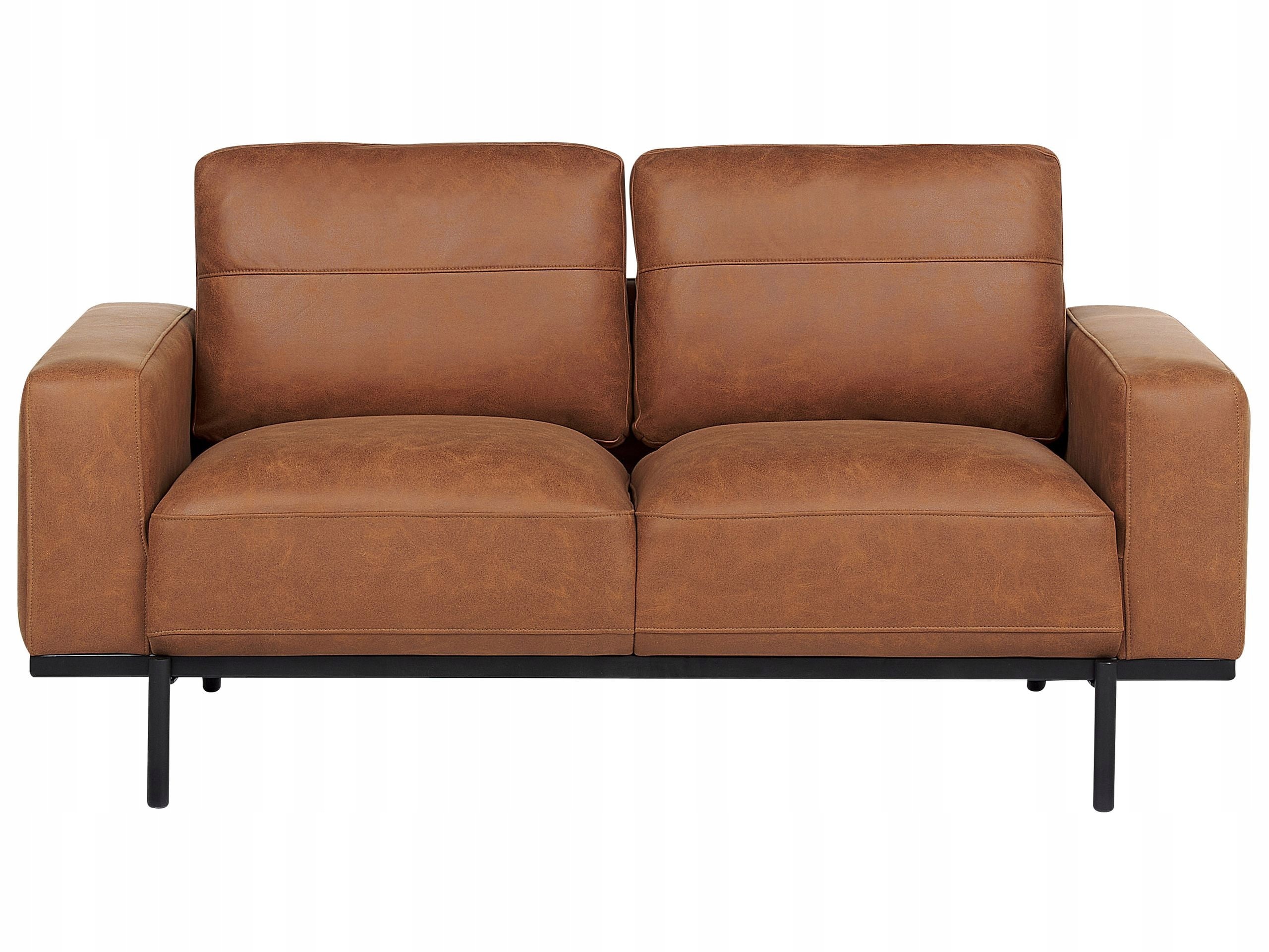 Sofa kanapa dwuosobowa ekoskóra brązowa