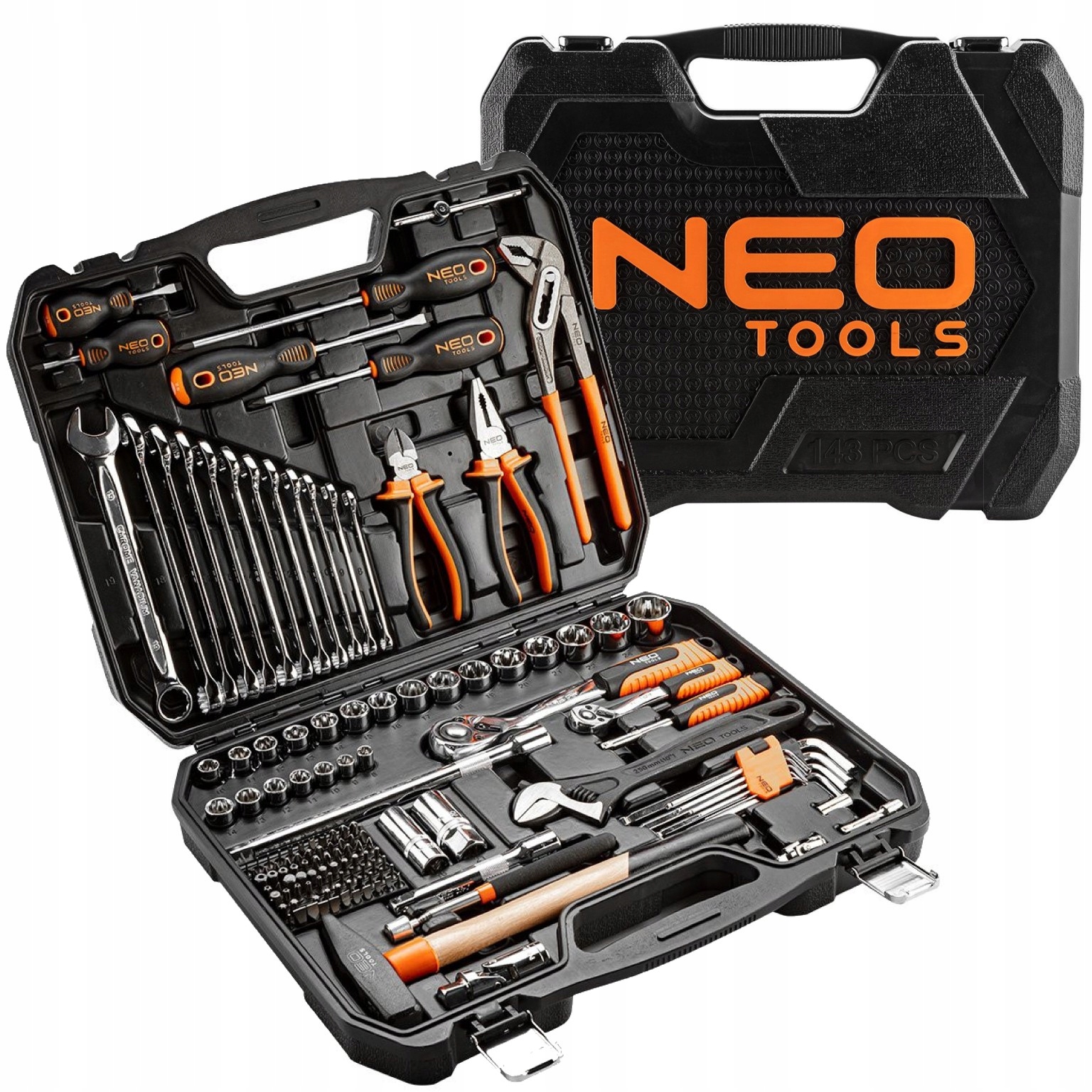 Neo Tools Nástrčné Kľúče 220 Ks Veľká Sada Náradia Kufor 1/2 1/4 3/8
