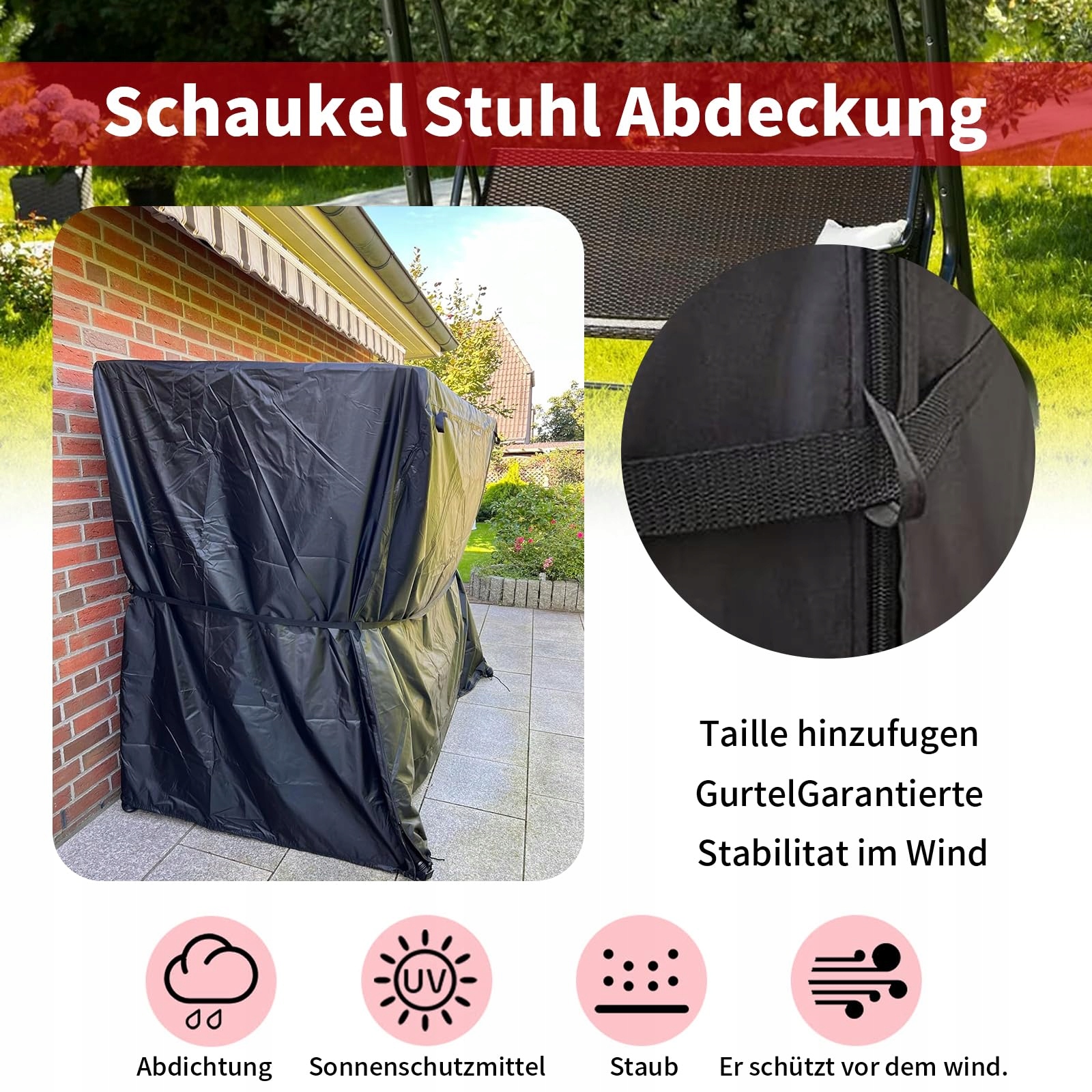 Pokrowiec Na Huśtawkę Wodoodporny Wiatroodporny 215x160x170 KRRRSJDJ — miniatura 4