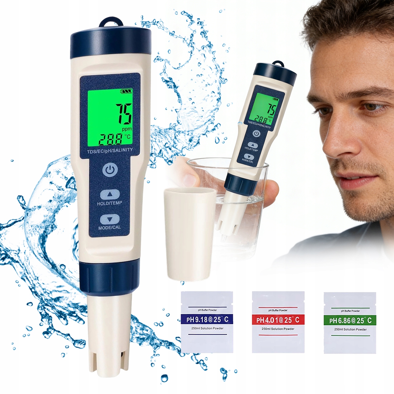 Levně LCD Tester Vody Profesionální 5 V 1 Do Bazénu Akvárium A Hydroponii