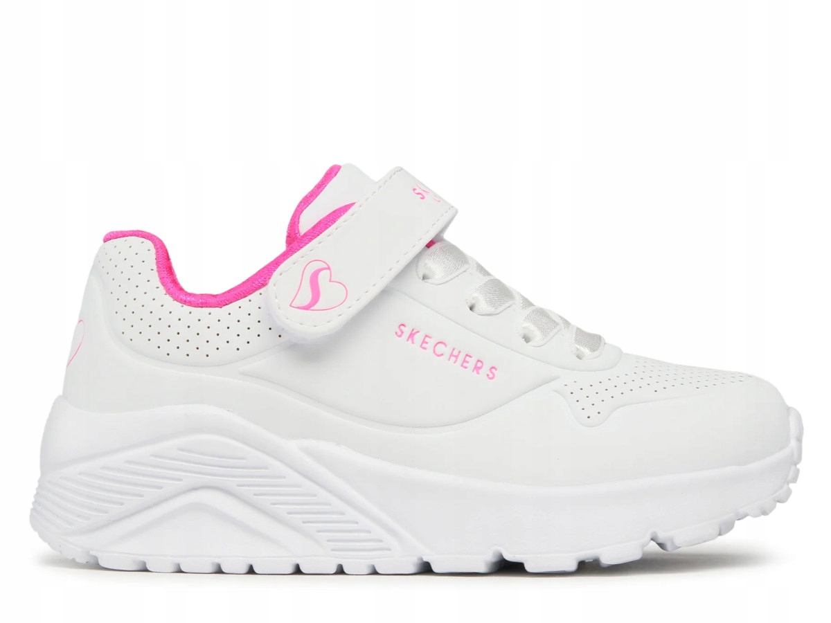 Buty dziewczęce Skechers Uno Lite na rzep białe różowe wsuwane 34