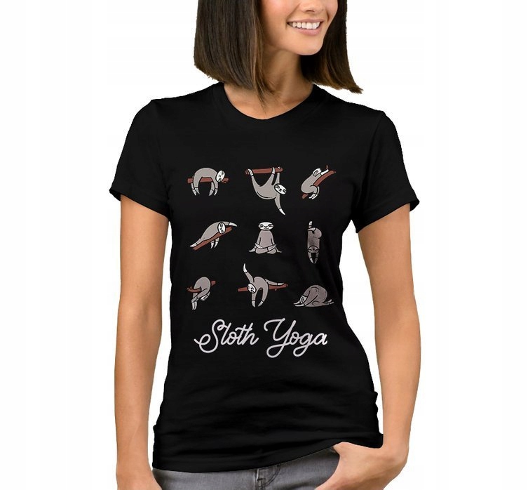 

Koszulka z Nadrukiem Yoga Joga Leniwiec Prezent L