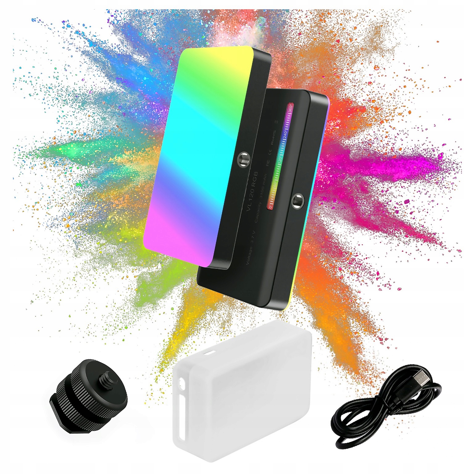 Led lampa Ulanzi VL120 Rgb přenosná, kompaktní akumulátor lampa, světelné efekty