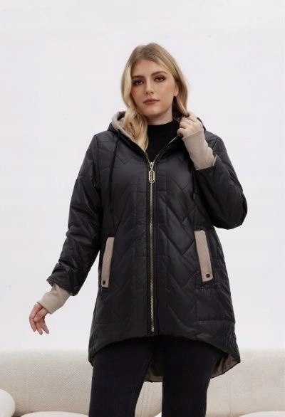 Bunda S Kapucí B8345 Černá 48