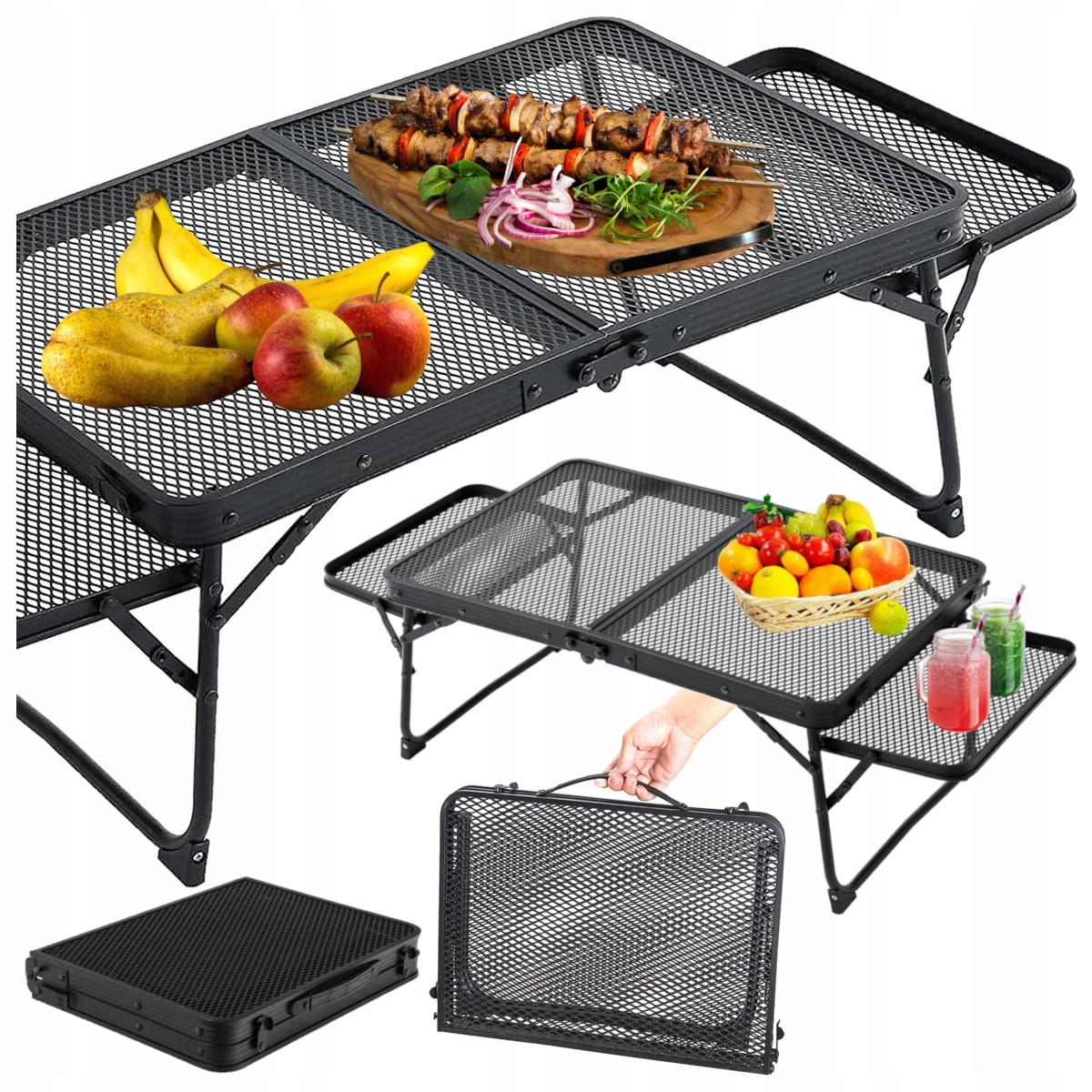 Turistický stůl Stator 40 x 60 x 27 cm černý