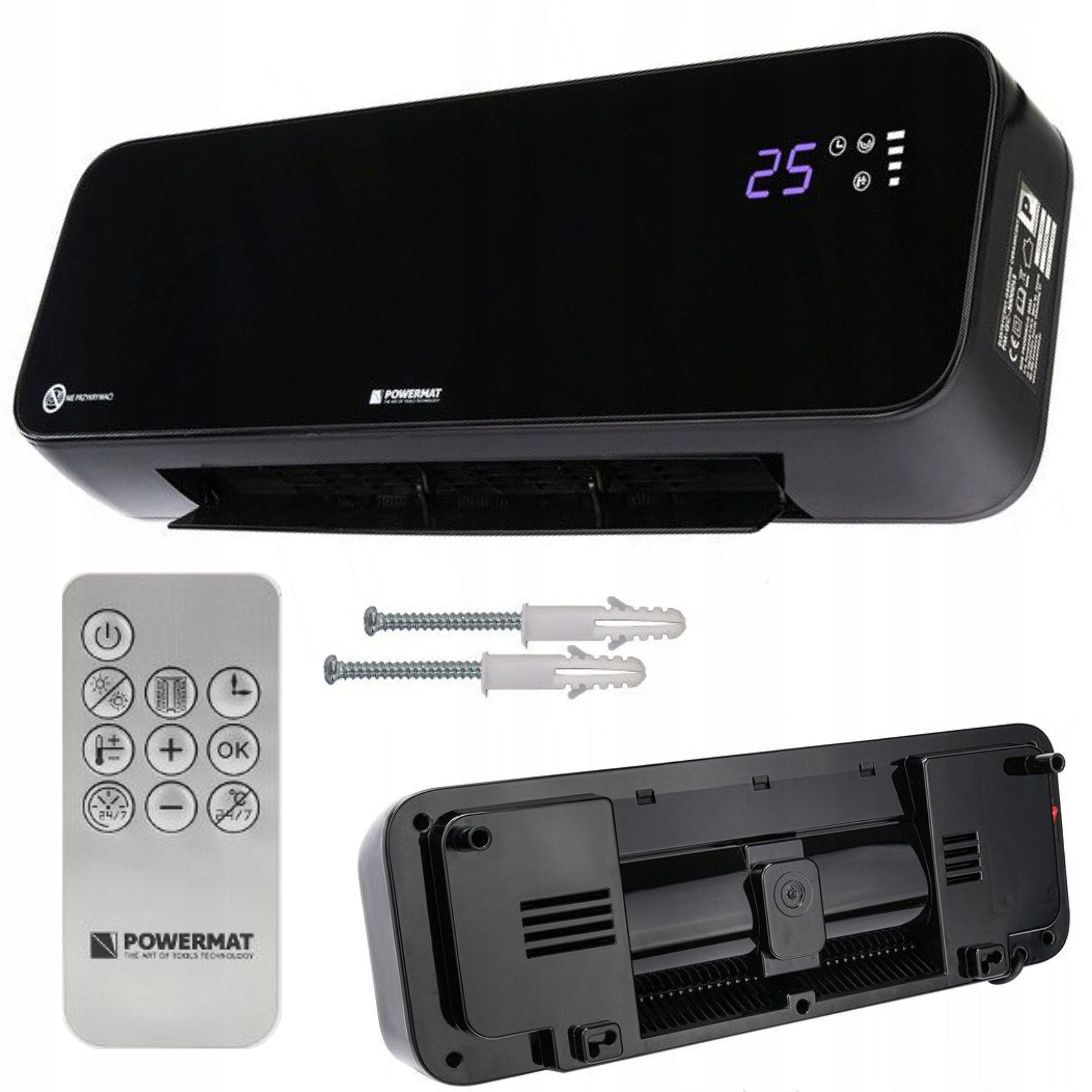 Vzduchová Clona Keramické Topení 2000 W Dálkové Ovládání Termoventilátor LCD