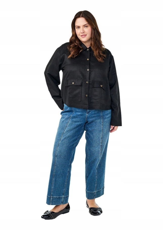 Plus Size Zizzi Černá Semišová Krátká Košile 302A 56