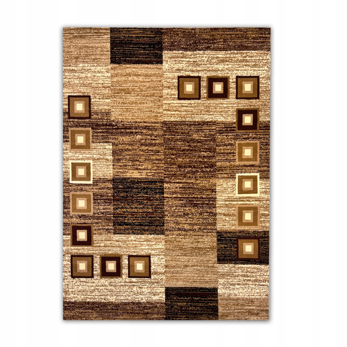 Koberec 120X170 CM Alfa Kostka Světlá Trvanlivá Geometrický Vzor Hnědý Odstín