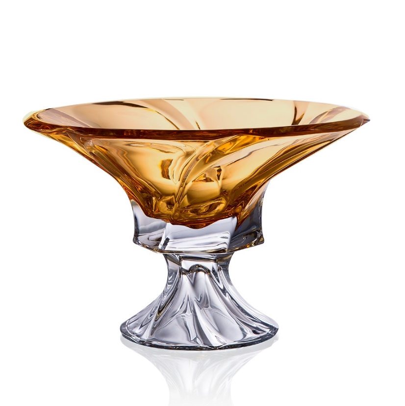 Aurum Mozart Krištáľová misa na nohe Amber 30,5cm
