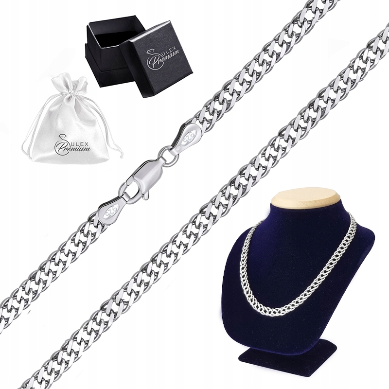 Stříbrný řetízek ryzost 925 Náhrdelník Vzor Rombo Rombus 60 cm x 5 mm