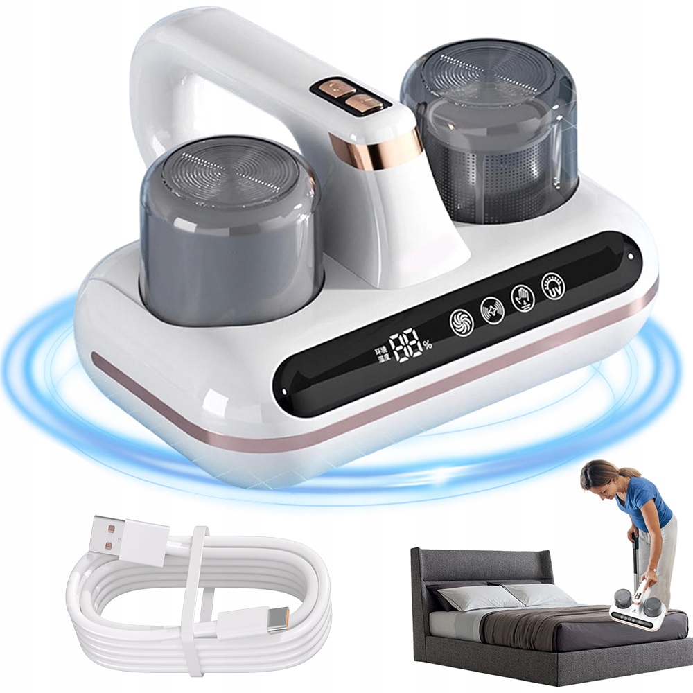 Vysavač pro roztoče 10000 Pa Uv-c, bezdrátový, měření vlhkosti