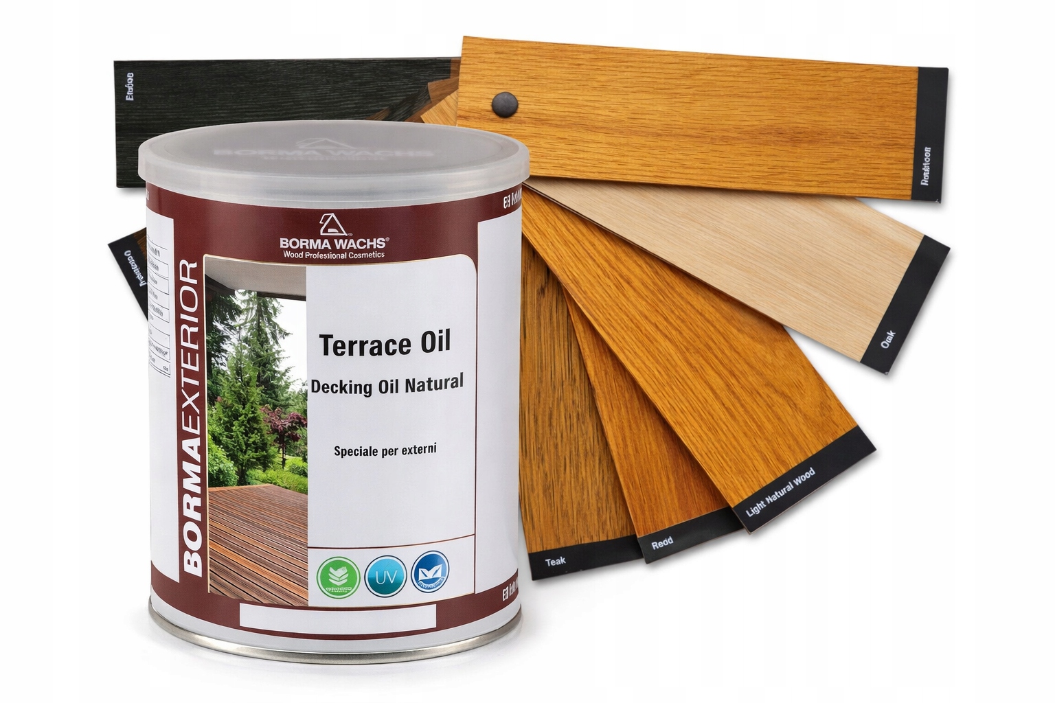 Terasový olej na dřevo Borma 1L Uv barva Ochrana terasy