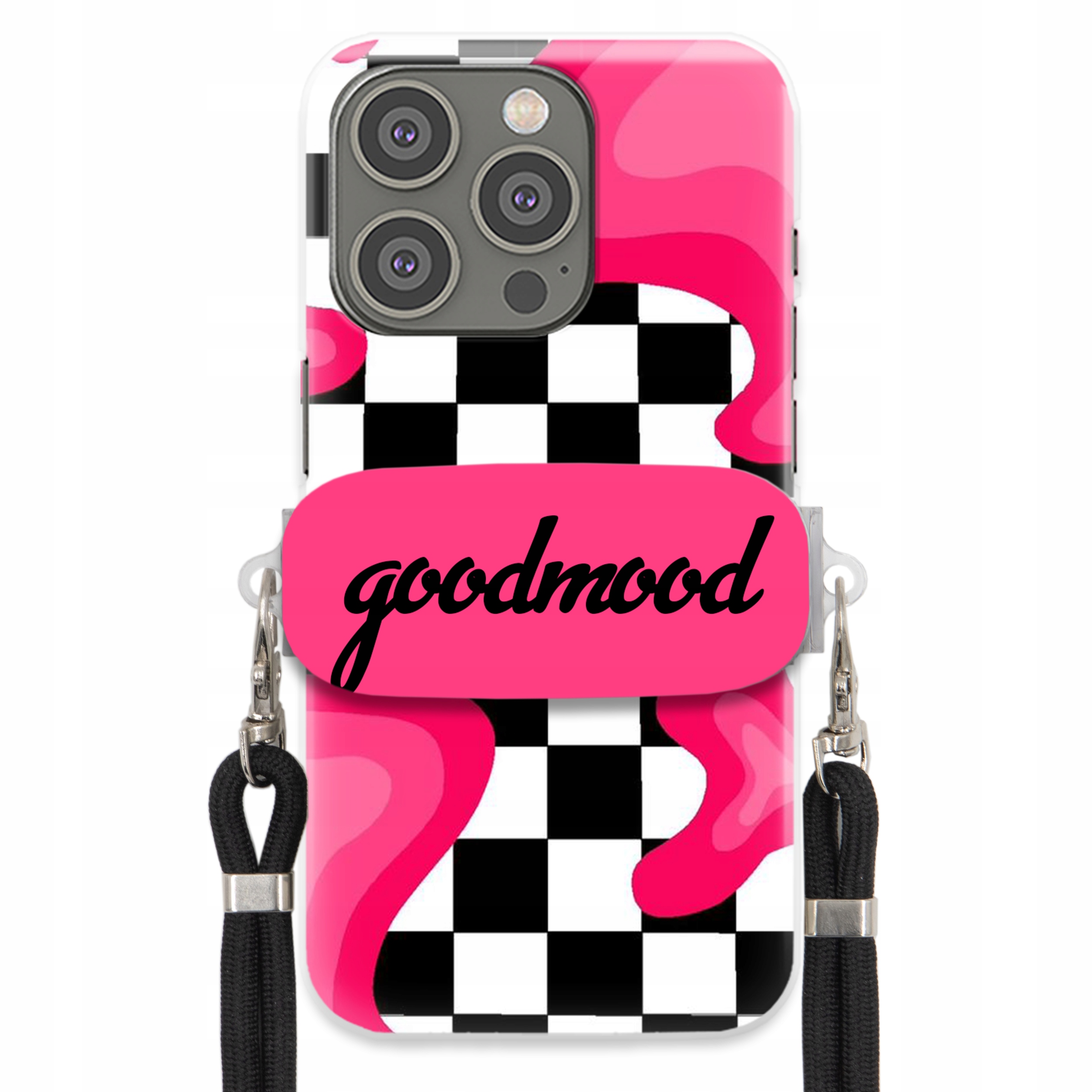 Puzdro Pre iPHONE 15 Pro Set Case Držiak Vodítko Čierny For Teen Modne Splash