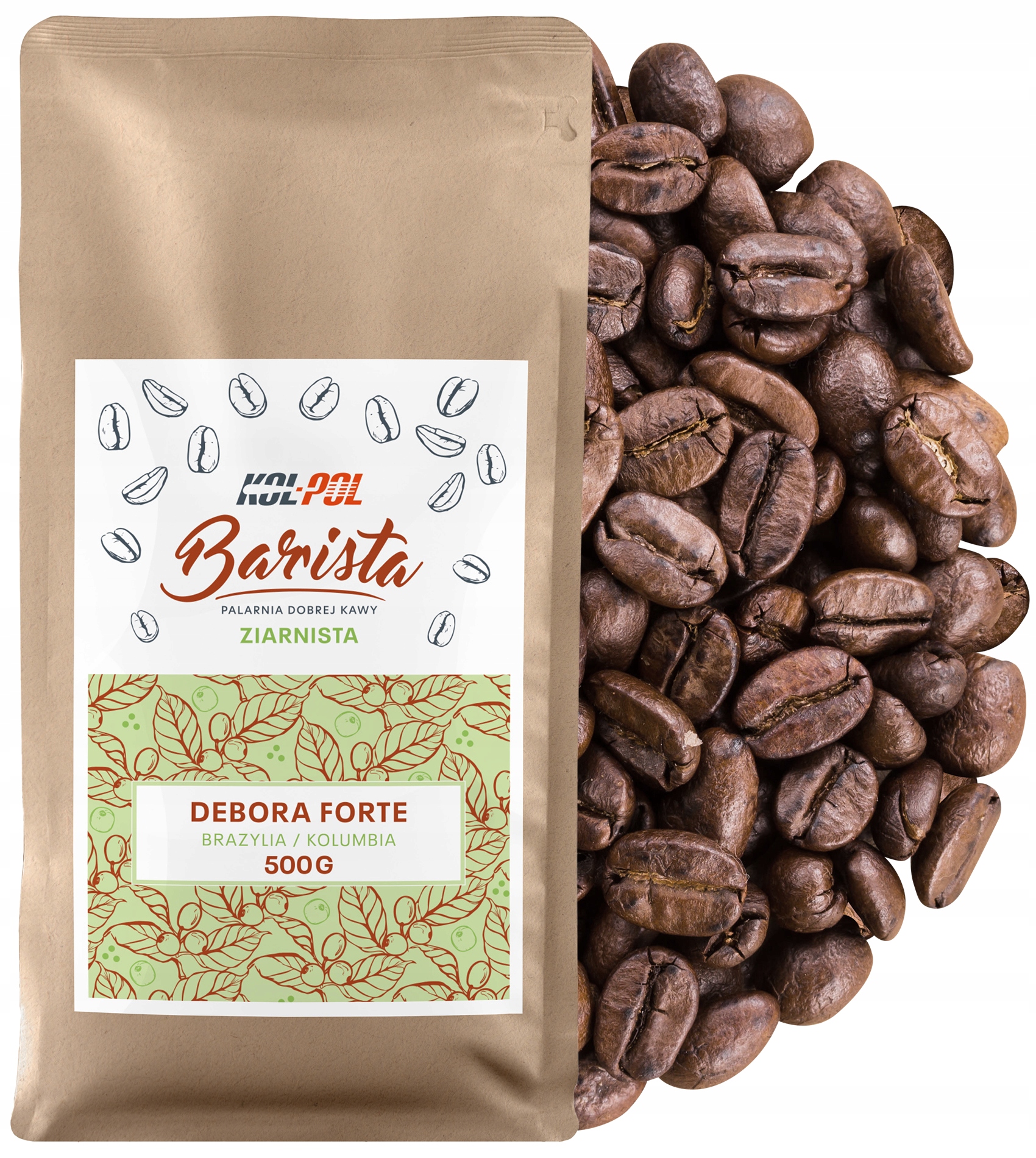 Levně Káva Zrnková 500 g Káva Arabica Čerstvě pražená Debora Forte x Kol-Pol