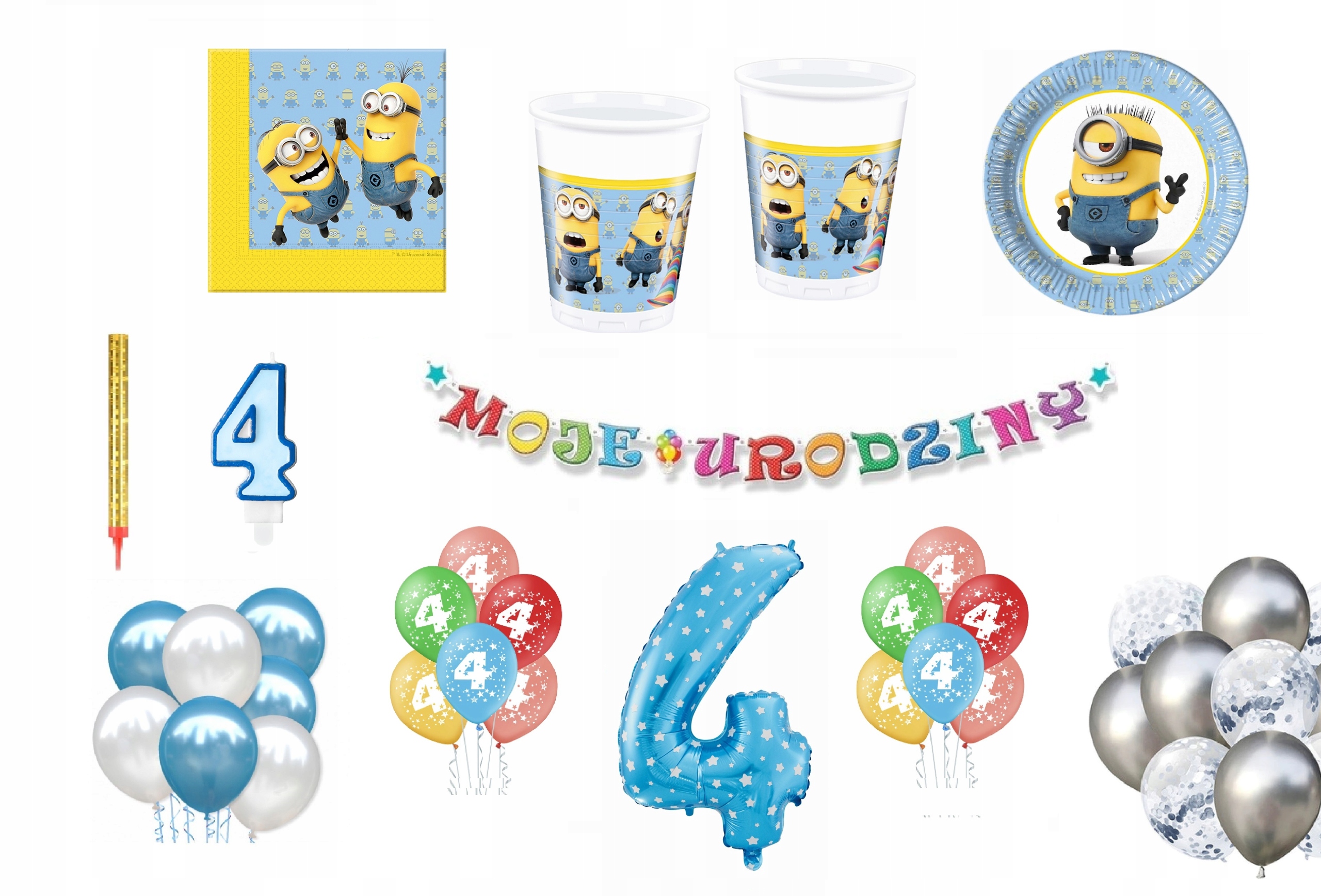 

Zestaw Minionki Minions 4 Urodziny Balony
