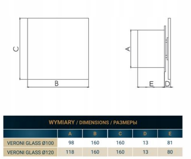 Wentylator Dospel Veroni Glass 100 S czarny Fi 100 Marka Dospel