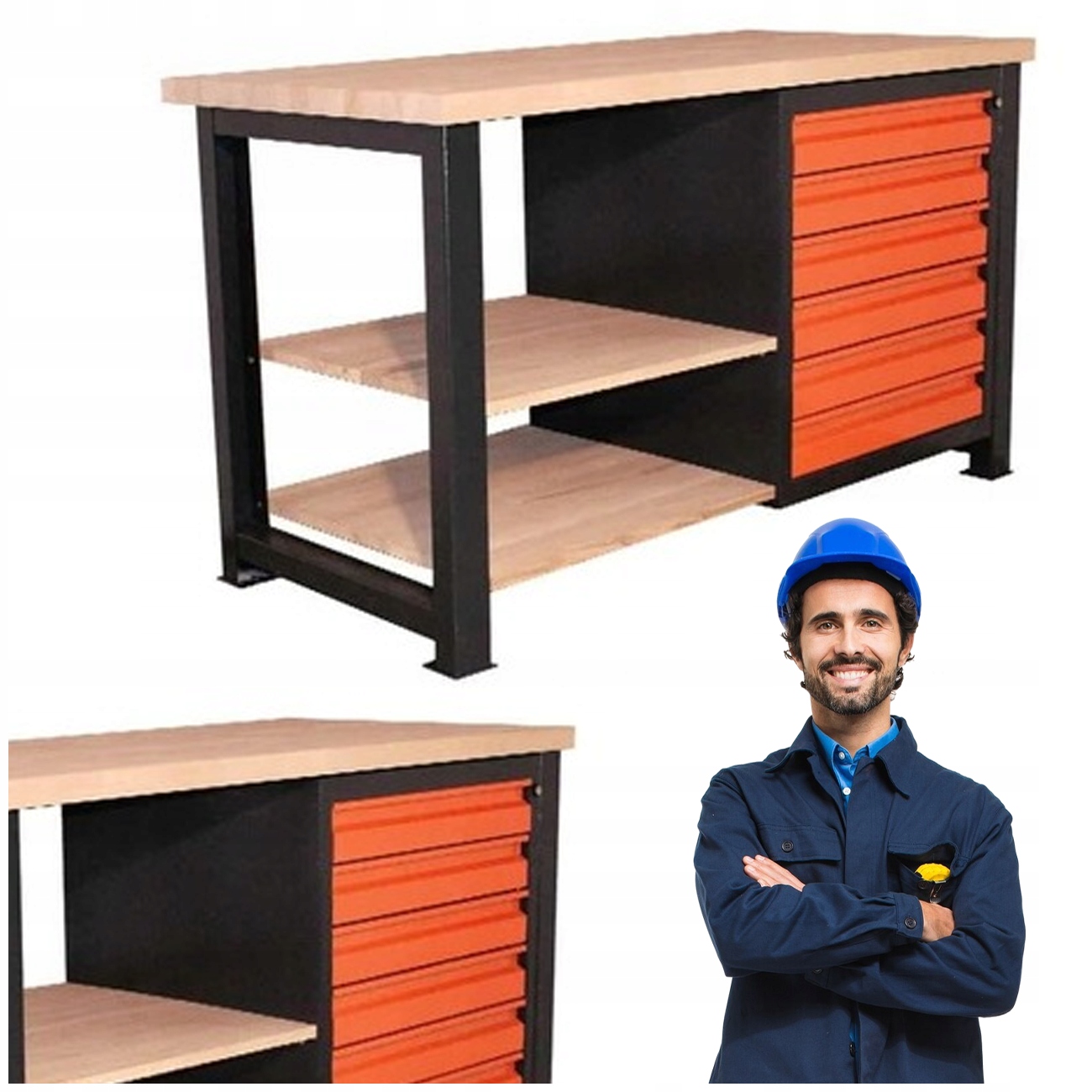 Průmyslový Pracovní Stůl Kovový, Silný, Garážový, 145X68X83 CM