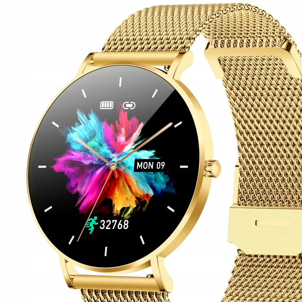 Smartwatch Damski Zegarek Manta Alexa Złoty 2 Paski LUX GOLD menu PL Model Alexa