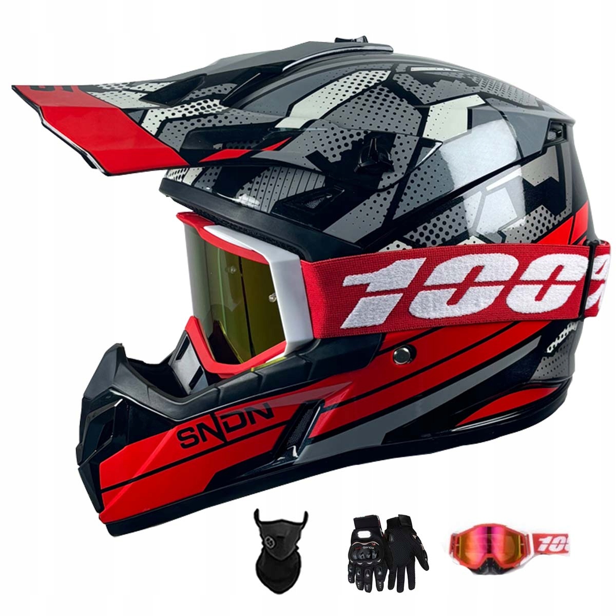 Motocyklová Přilba Crossová Lehká Enduro Quada Brýle Rukavice Maska L