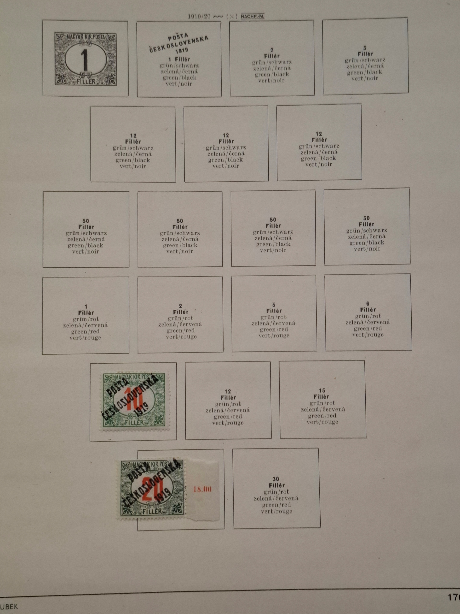 Znaczki Czechosłowacja strona z klasera Czechy