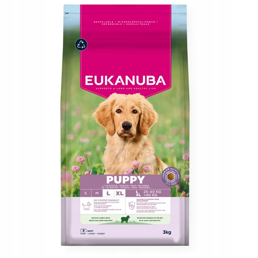 Eukanuba Puppy z Jagnięciną Ryżem 12kg Sucha Karma Dla Szczeniąt Dużych Ras