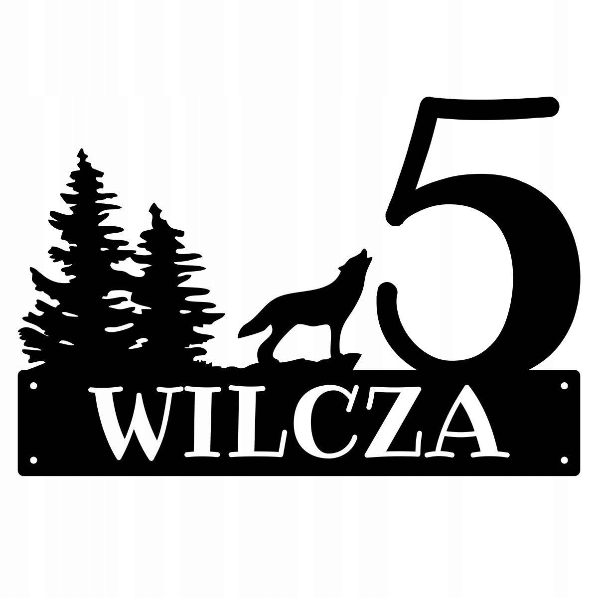 Číslo Na Dom 48 cm Tabuľa Adresa Oceľ 2MM Vlk Las ul. Wilcza