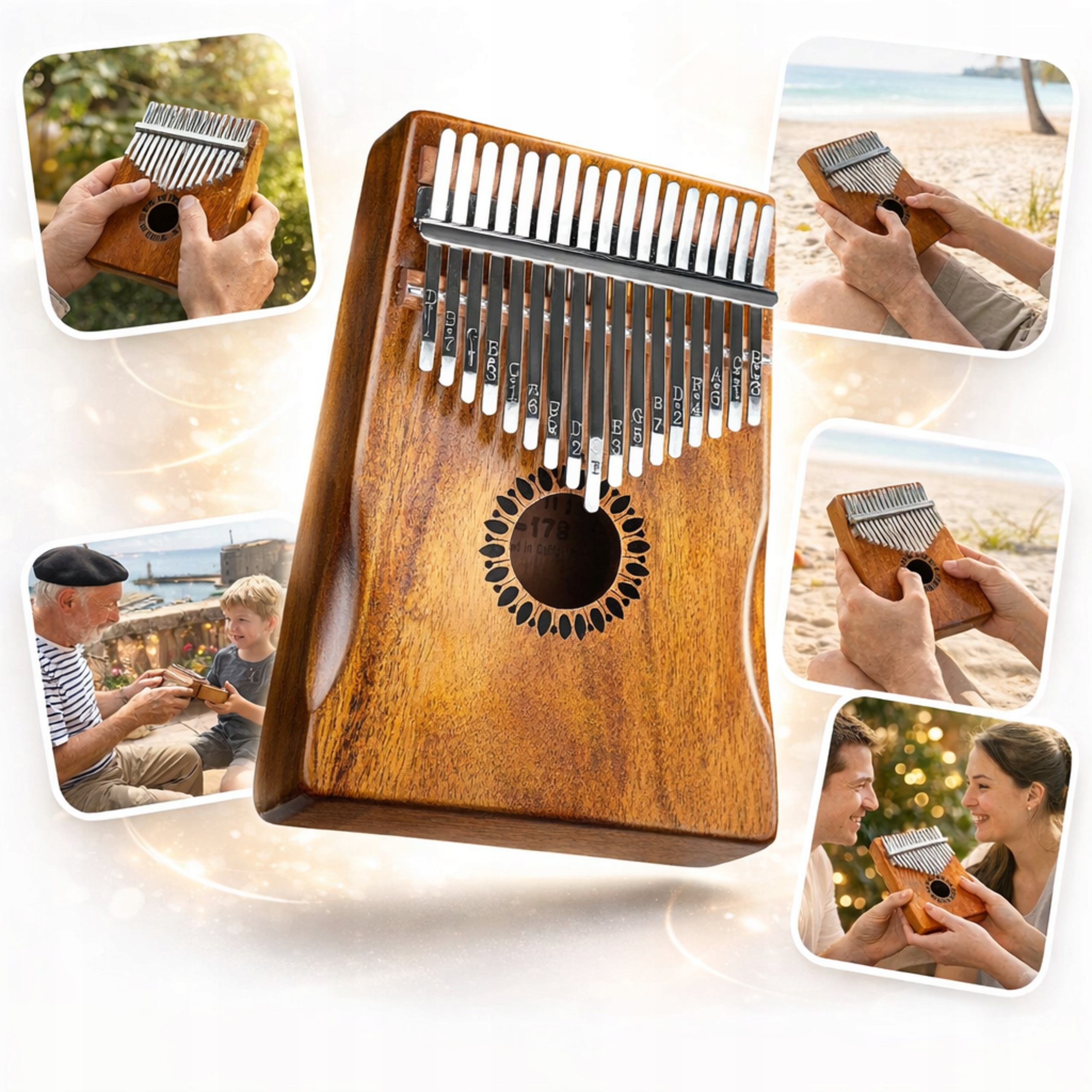 Kalimba 17 Klávesová dřevěná mini Čtverec s krytem pro začátečníky