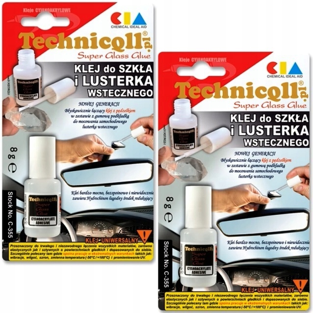 Klej do lusterka samochodowego lusterek auta 8g bezbarwny z pędzelkiem