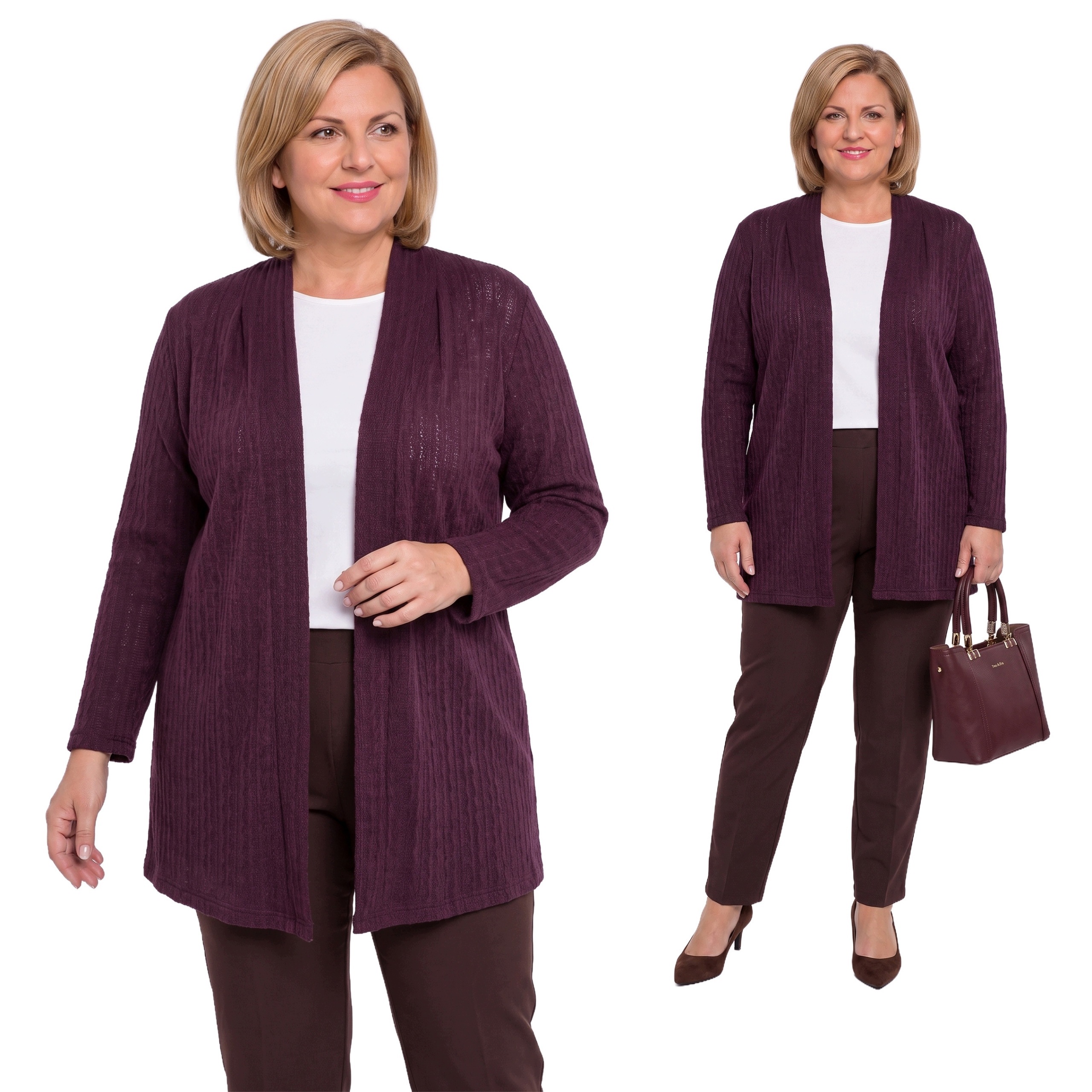 Fialový přehoz se vzorovanou vazbou plus size velikost 50