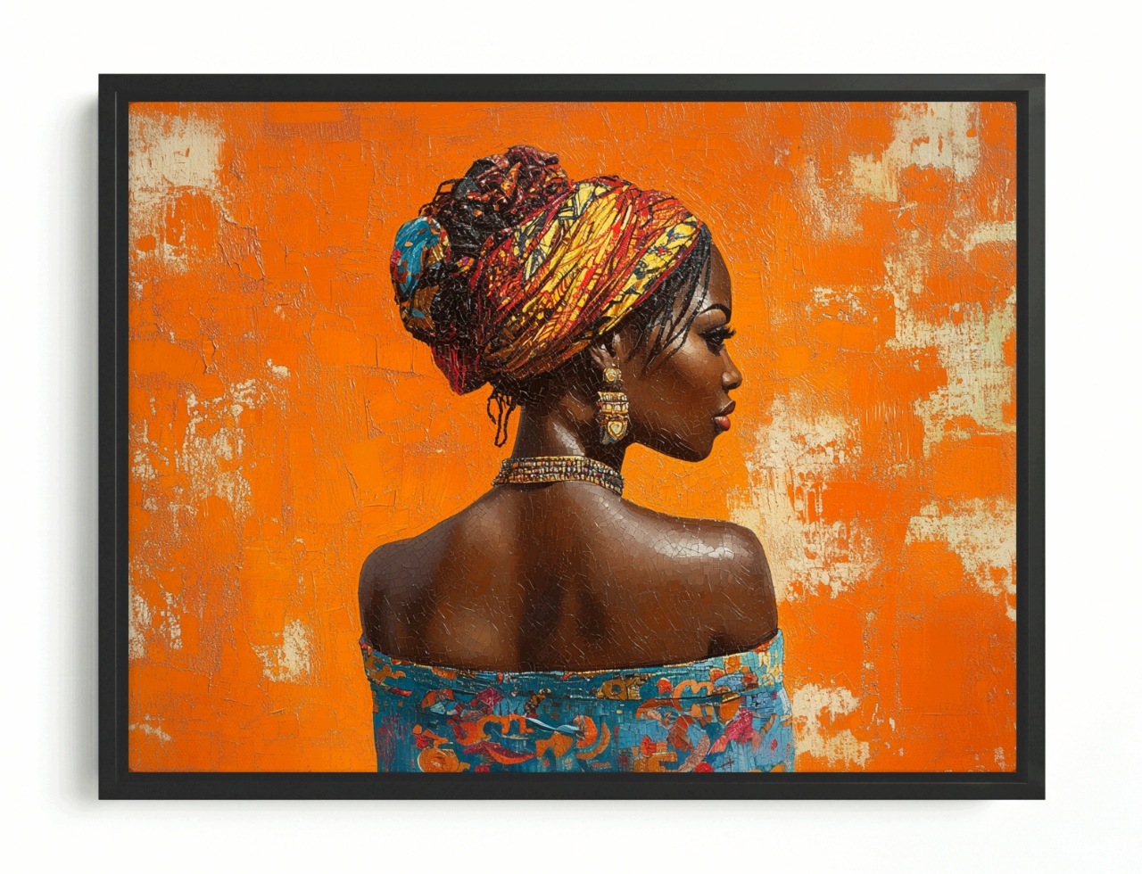 Obraz Rám Americký Box Portrét Žena Postava Dívka Afričanka 80x60