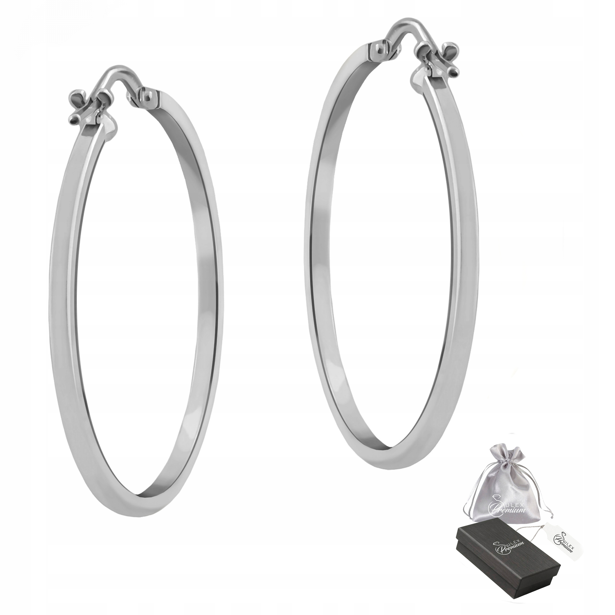 Kolczyki Rodowane srebro pr. 925 Kśniące Koła Ø 5,3 cm