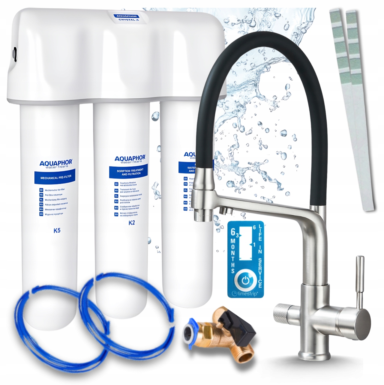 Filtr Na Vodu Aquaphor Křišťál A Pzh Sada S Třícestným Elastickým Kohoutkem