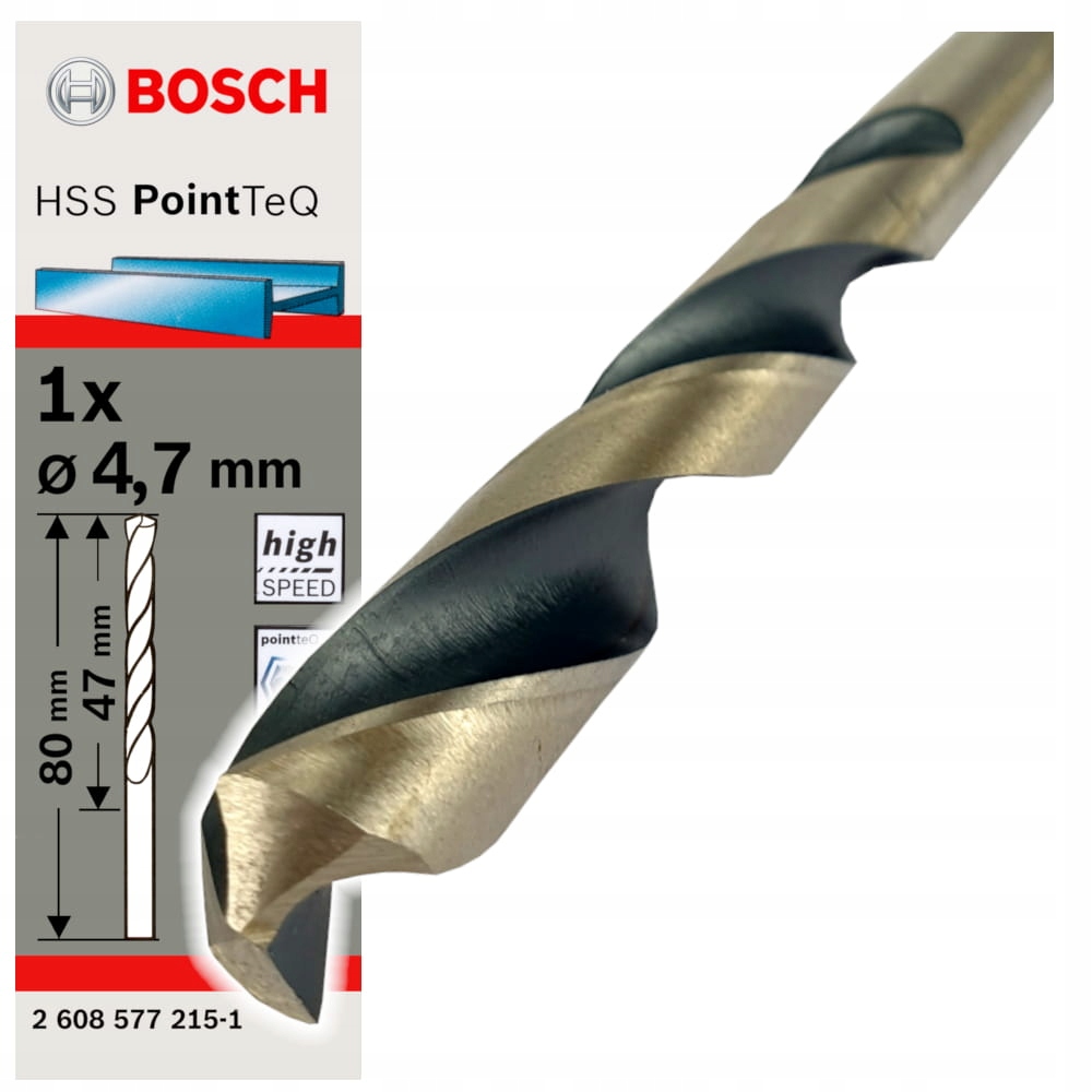 Wiertło do metalu Bosch HSS PointTeQ 4,7x47x80