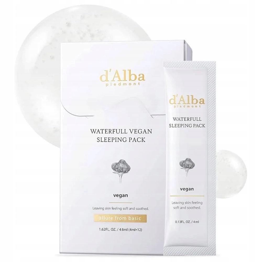 Wegańska Maska Nocna dAlba Waterfull Vegan Sleeping Pack Głęboka 48 ml