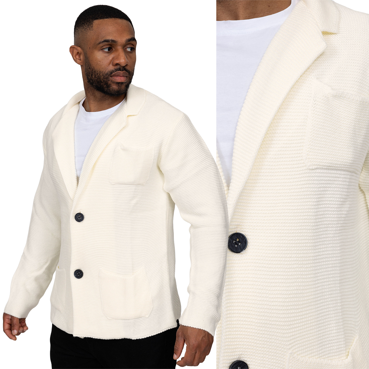 Pánský rozepínací svetr Kardigan Sako Elastická kapsa Casual Italy