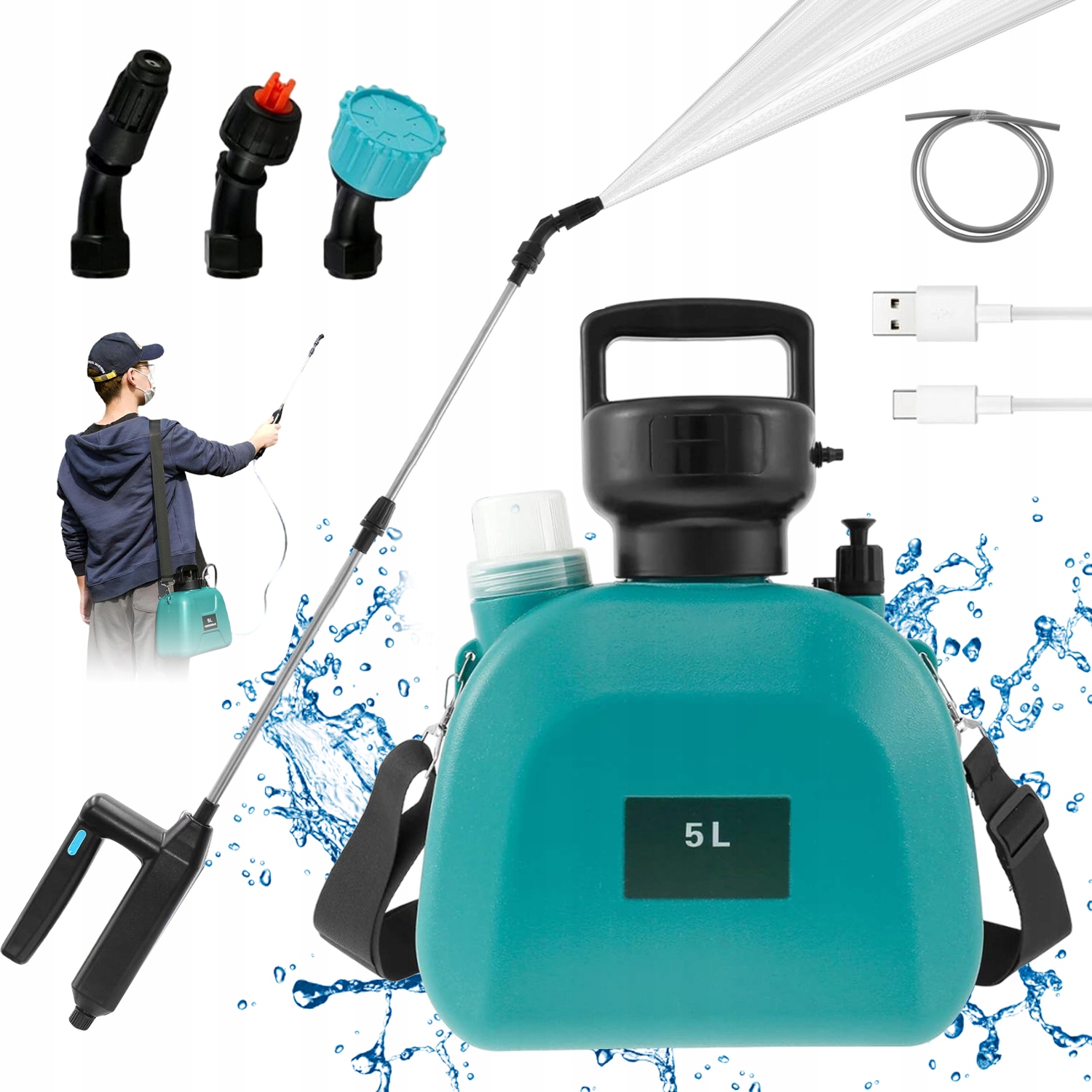 Akumulátorový Zádový Postřikovač 5 L 3 Postřikovače, Zahrada, Pohodlné Nošení