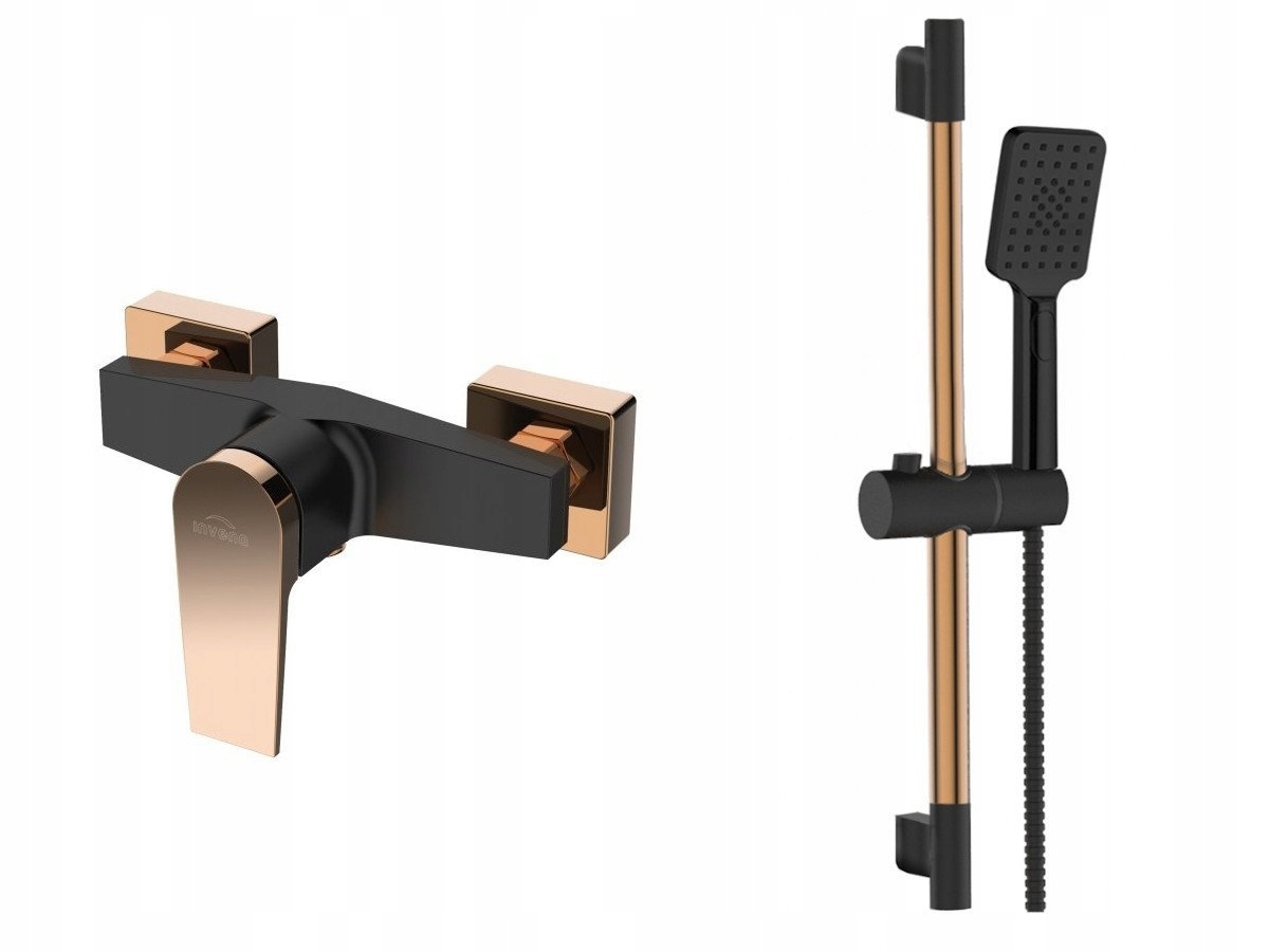 Sada sprchová batéria sprchový set Midnight black/rose gold