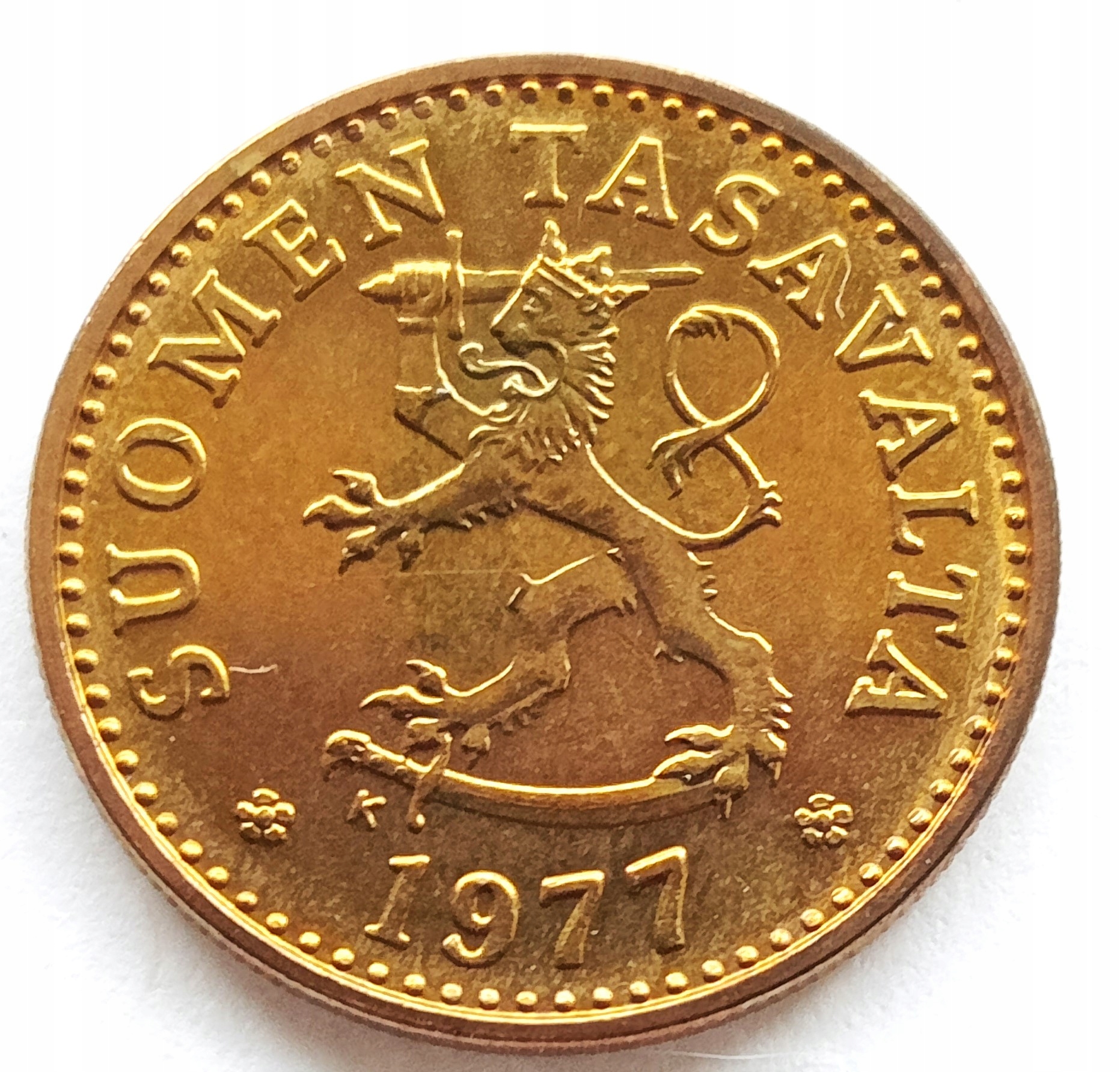 Finlandia 10 Penni 1977 Bardzo piękny (VF)